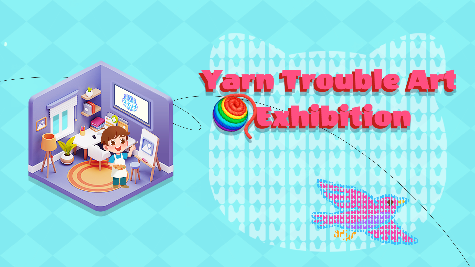 Yarn Brawl: Art Exhibition - Key Visual (screw puzzle & yarn art)